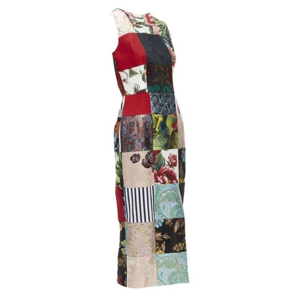 Pre Loved Dolce Gabbana Vintage Patchwork Slim Dress Women multicolor | - Picture 3 of 6